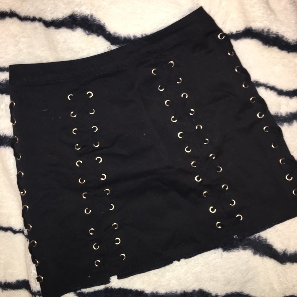 Forever 21 Tie Up Black Mini Skirt